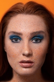 Blue and orange colour splash makeup