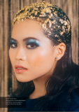 Gold leaf and irridescent makeup