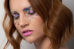 Colourful textured makeup