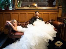 Stunning bride Harriet taking a moment to enjoy her reception!