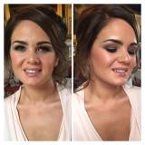 Bridesmaid looks very elegant with a brown smeokey eye and nude lip gloss. Makeup by Gemma Rimmington and venue is Broughton Hall, Skipton.