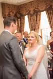 Bride Gemma saying her vows at Grinkle Park, North Yorkshire. Makeup by Gemma Rimmington.