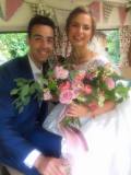 Bride and Groom enjoying a ride in their VW camper van to Wrays Barn, Great Ayton.