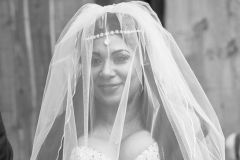 Photo of bride asian bride Kay after her wedding service at The Treehouse in Alnwick, Northumberland.