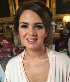 Soft brown eye makeup for this glamorous bridesmaid at Broughton Hall.