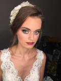 Model Chloe on bridal photoshoot at Acklam Hall wearing a vintage hairpiece and her makeup is stunning