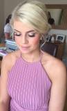 Pretty in pink bridesmaid wearing nude pink tones for her bridesmaid makeup for the wedding at wrays Barn, Great ayton