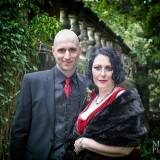 Gothic bridal style and makeup on bride Jo who was married at Crathorne Hall, Yarm.