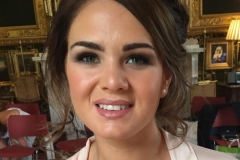 Soft brown eye makeup for this glamorous bridesmaid at Broughton Hall.