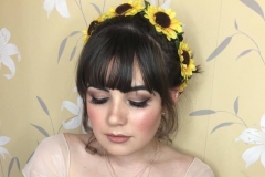 Beautiful soft makeup on young bridesmaid Hannah takem at Rushpool Hall in Saltburn.