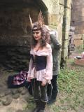 Rachel fastening up the 'Valkyrie' on Amy for the photoshoot