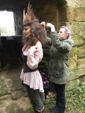 Rachel fastening up the 'Valkyrie' on Amy for the photoshoot