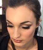 Close up of Hollie's flawless red carpet makeup for Buckingham Palace