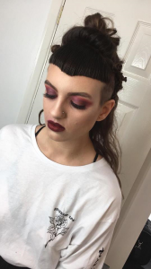 Grunge makeup by Gemma Rimmington for fashion shoot in Middlesbrough. Eye makeup created by Anastasia Beverley Hills eyeshadow and lips by Lime Crime