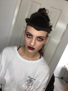 Grunge makeup by Gemma Rimmington for fashion shoot in Middlesbrough. Eye makeup created by Anastasia Beverley Hills eyeshadow and lips by Lime Crime