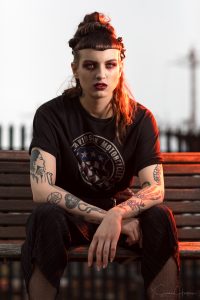 Image by Simon Hogben. Grunge makeup by Gemma Rimmington for fashion shoot in Middlesbrough. Eye makeup created by Anastasia Beverley Hills eyeshadow and lips by Lime Crime