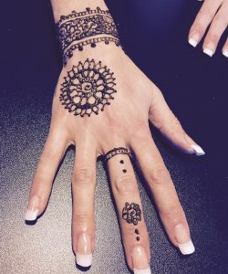 Photo showing a henna design I did on a clients hand/wrist in my home studio in Guisborough, North Yorkshire.