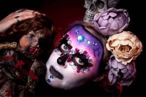 Image taken by photographer Kendra Eastwood from Hinderwell, North Yorkshire. Makeup by Gemma Rimmington from Guisborough. Makeup is mexican day of the dead style and model Rachel Knox is making a skull and floral headpiece made by Luna Lily.