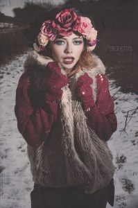 Image of model Rachelle Rogue on a photoshoot with myself and photographer, Nelly Nelson. Makeup done by Gemma Rimmington. Photoshoot took place on a snowy day in Guisborough, North Yorkshire.