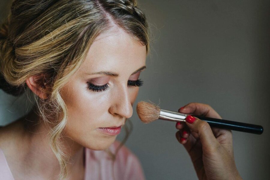 Soft pinks, fluttery lashes and flawless makeup for this bridal party on the wedding morning