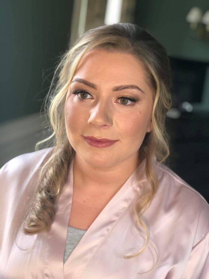 Beautiful flawless makeup on this bridesmaid at The Talbot Hotel, Malton. Her eyebrows were natural and just defined with makeup.