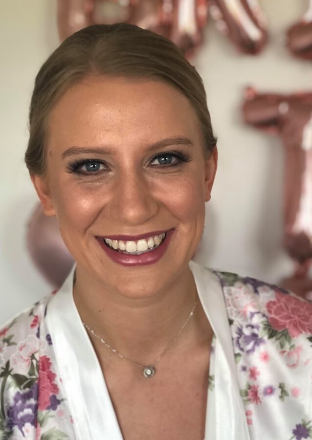 Stunning dewy bridesmaid makeup for a wedding at Rushpool Hall