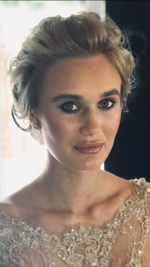 Dewy skin and beautiful bridal makeup including a nude glossy lip was the brief for this bridal pubilcation