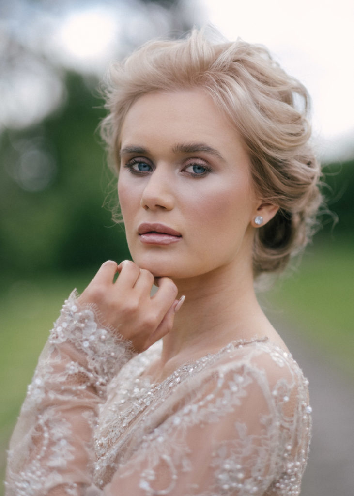 Stunning natural bridal makeup on bridal model Ella