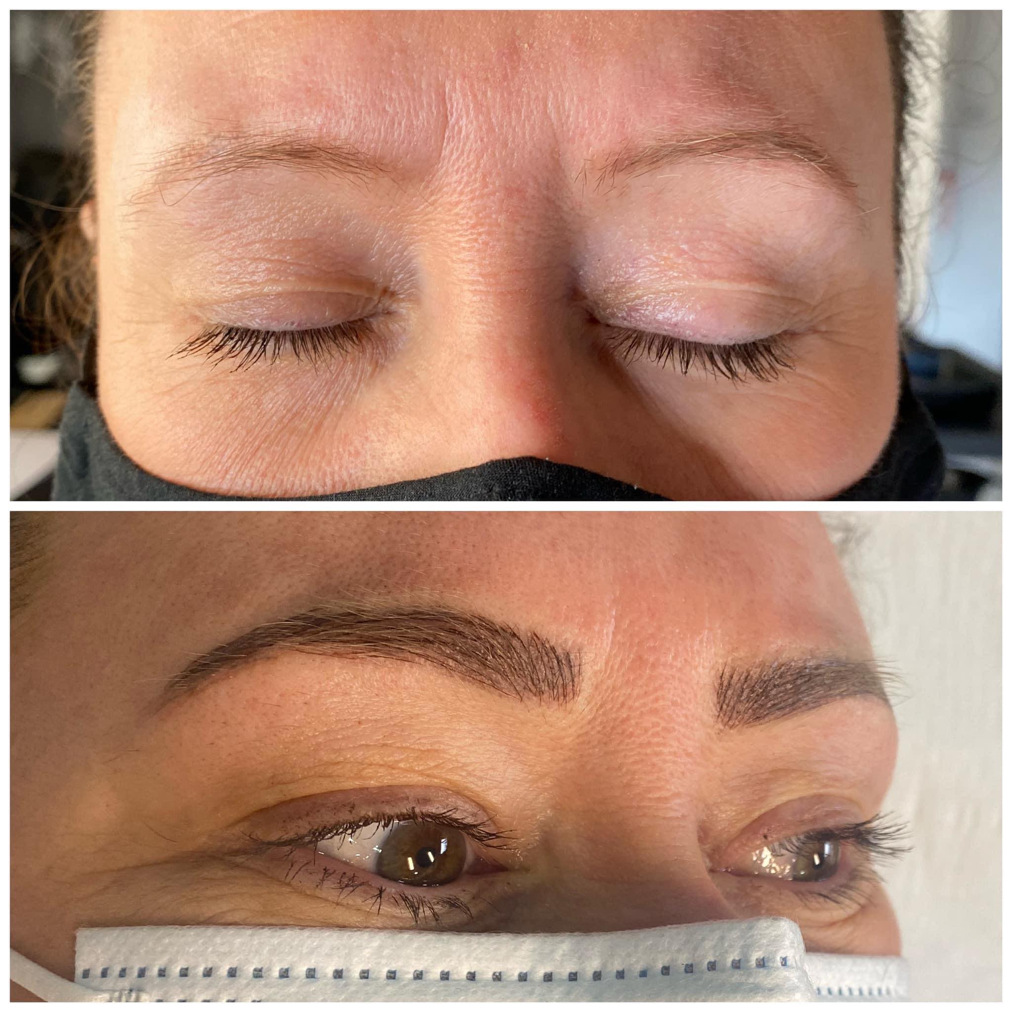 Before and after results of microblading